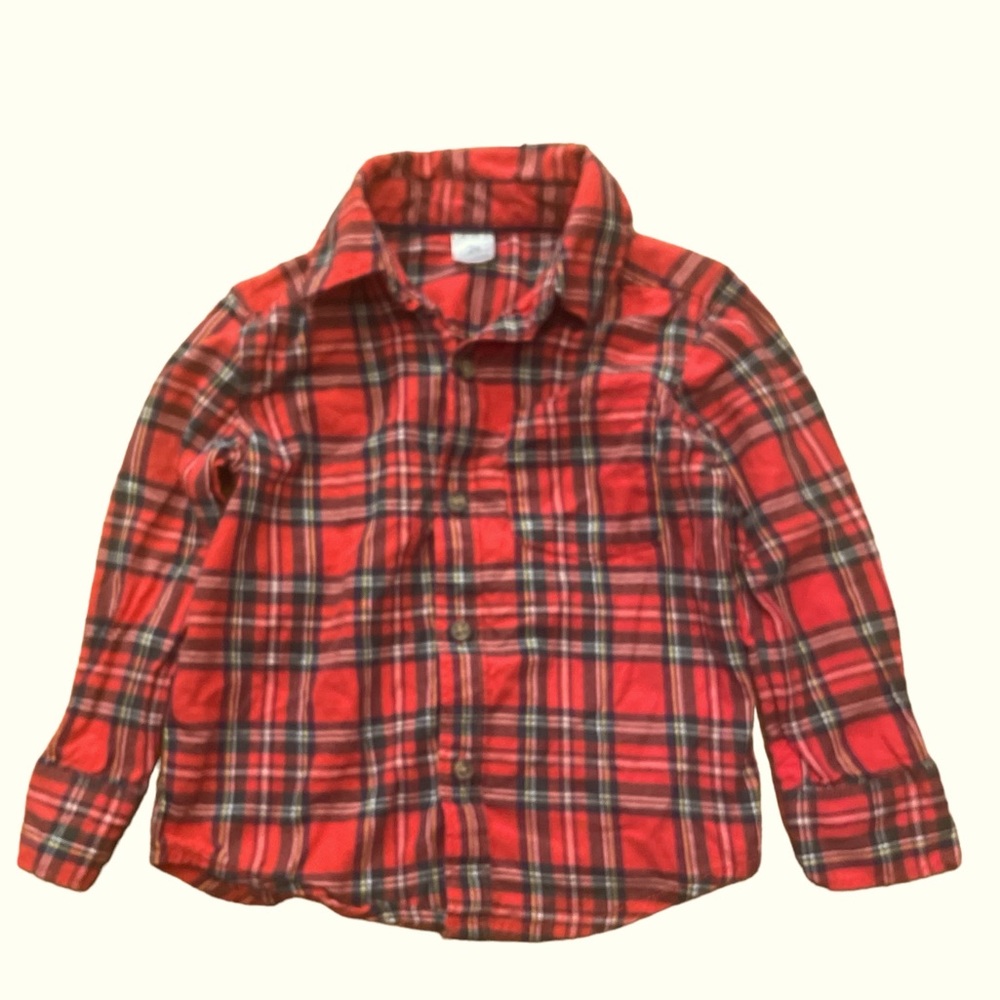 Carters Toddler Boys Red Plaid Flannel Button Front Shirt 2T‎ Long Sleeve